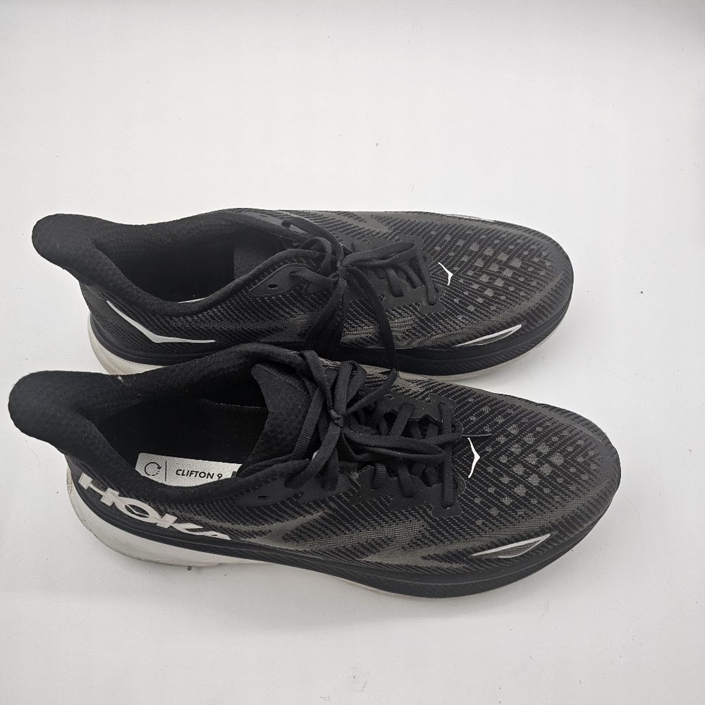 Hoka Clifton 9 Mens Wide Black Running Shoes Size 12D Preowned - Picture 5 of 11